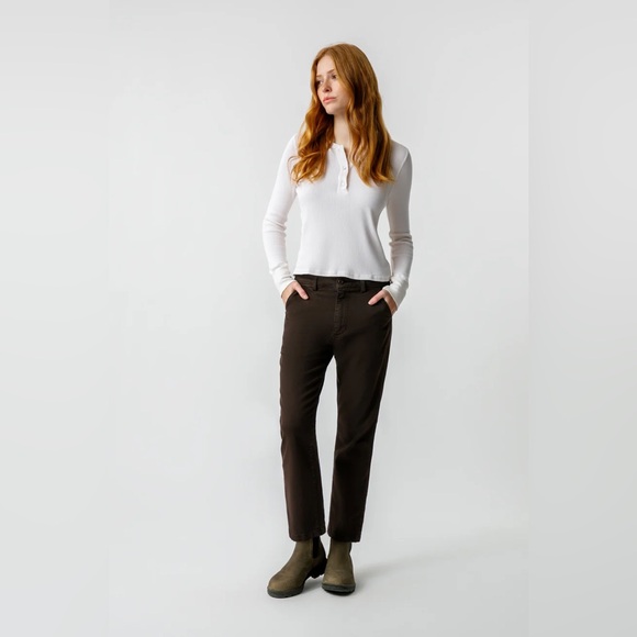 AMO Easy Trouser RELAXED CROP STRAIGHT 26 ESPRESSO - Picture 1 of 7